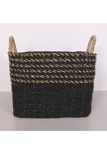 Karadeniz Muz Lif El Yapımı Yuvarlak Büyük Sepet 47x50x45 Cm Siyah
