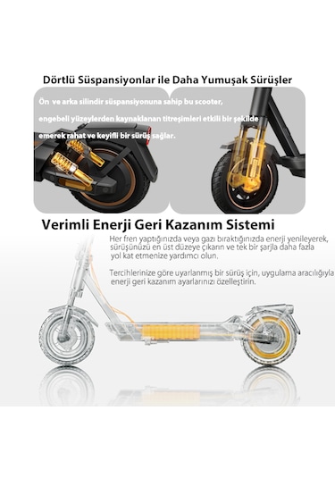 Gt3 Max Elektrikli Scooter 75km 1000w %22 Eğim 25km Hız Oto Far Siyah