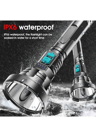 Tongxida Usb Şarjlı Güçlü Led Fener, Süper Parlak, Uzun Menzilli Dış Aydınlatma Siyah Siyah