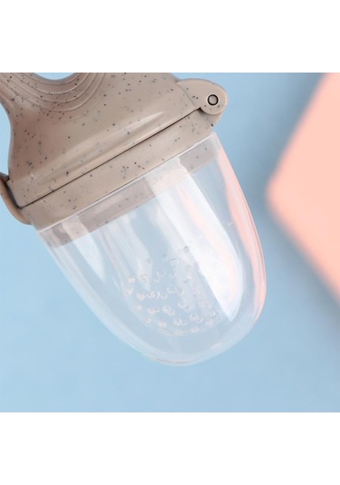 Gri Kapaklı Silikon Bebek Meyve Besleyici Bebek Emziği Taze Gıda Emzik Nibbler Gri