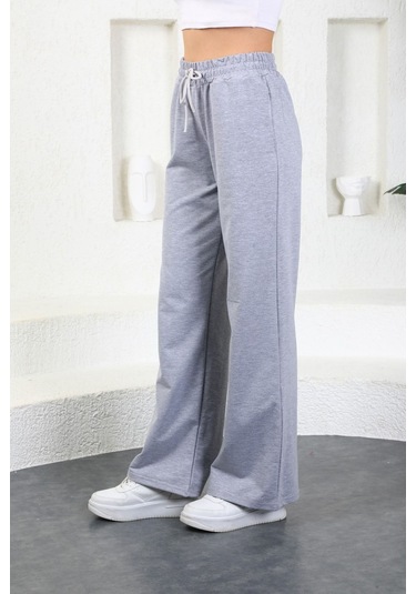 Kallima Gri Mevsimlik Salaş Rahat Bol Paça Kadın Eşofman Altı Gri