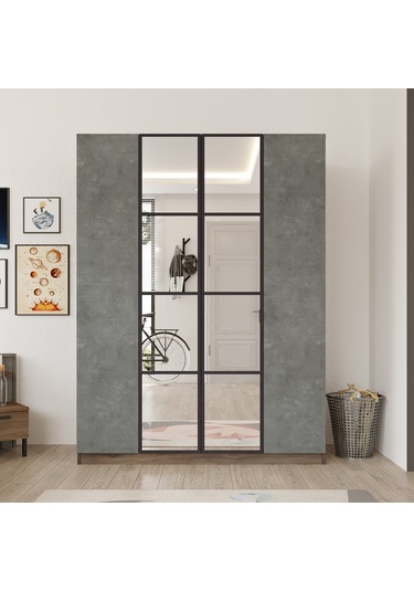 Robinhome Robin Home Montana 4 Kapaklı Çekmeceli Aynalı Gardırop Mo2-Cg
