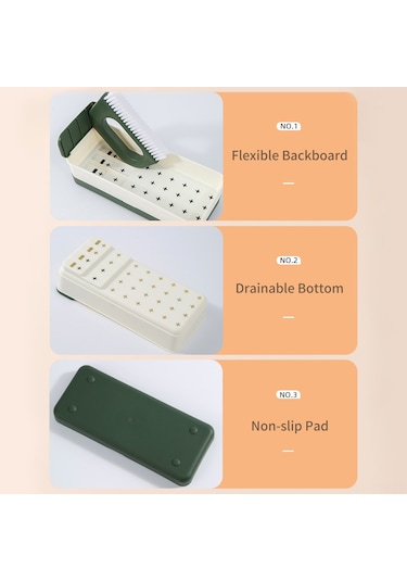 Suofeng Yeşil 4'lü Ev Temizlik Fırçası Seti: Boşluk Fırçaları 3 Adet + Zemin Fırçası + Depolama Kutusu - Tekerlek, Pencere, Tuğla Araları Derin Temizliği Sağlar Yeşil