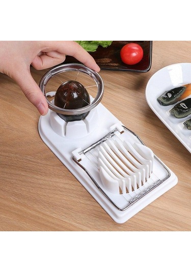 Kırmızı Çok Fonksiyonlu Yumurta Dilimleme Paslanmaz Çelik Dilimleme Fantezi Splitter Yumurta Kesme Aleti Ev Iki Bir Yumurta Kesici Mutfak Aletleri Kırmızı