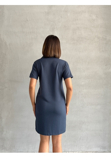 Kadın Polo Yaka Soft Touch Elbise Antrasit