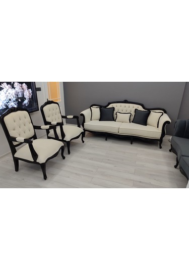 Roma Chester Koltuk Takımı Antrasit - Krem