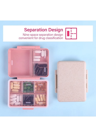 Likeable 9-ızgara Hap Kutusu,taşınabilir Hap Kutusu,büyük Kapasiteli Bölmeler,seyahat Hap Kabı,ilaç Dağıtıcı,hap Çantası,vitaminler, Balık Yağları Veya Takviyeler Için Hap Kutusu Mor 1 1