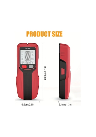 Xuweiwei Gri Çok Fonksiyonlu El Tipi Duvar Metal Dedektörü Çivi Bulucu Ahşap Algılama Canlı Kablo Derinlik Ölçüm Ac Modu Pil Güçlü