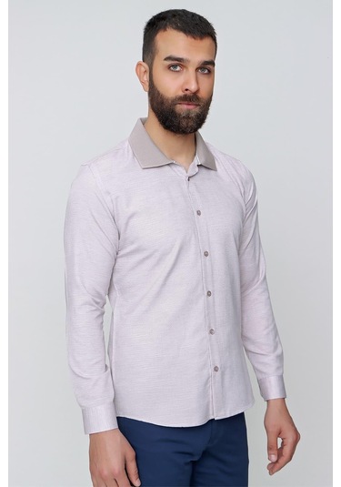 G 1491 Slim Fit Bej Spor Gömlek Bej