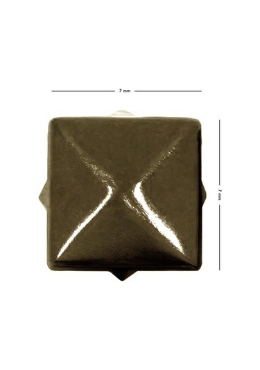 Süs Tırnaklı Antik Renk Çakma Kare Piramit 7 Mm 20 Adet Metal Trok