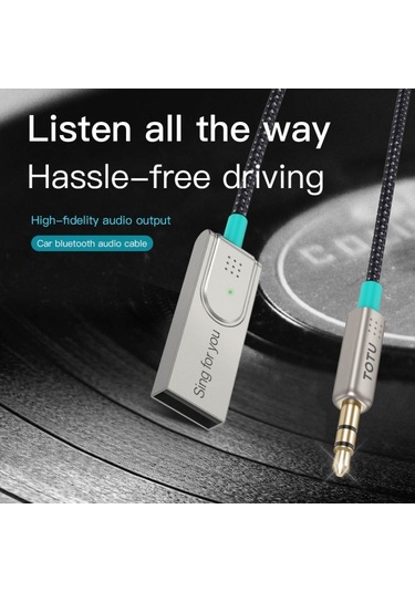 Sones Totu Ad-10 Araç Bluetooth 5.0 Alıcı Dahili Mikrofon, Uzunluk: 1,7m