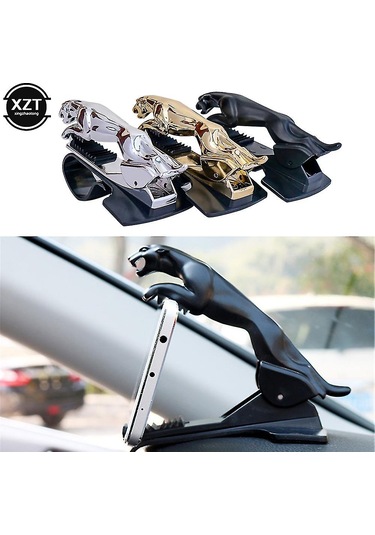 Cool Jaguar Cheetah Hud Araç Telefon Tutucu Leopar Cep Telefonu Gps Standı 360 Derece Montaj Ayarlanabilir Kelepçe Tutucu Aksesuarları Siyah