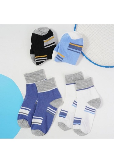 Siyah & Beyaz 5/10 Pairs Erkek Orta Buzağı Spor Çorap Çizgili Nefes Pamuk Çorap Rahat Çorap Lot 10 Pairs Siyah - Beyaz