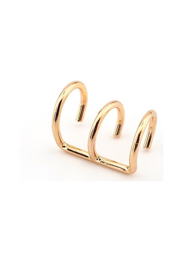 Gold Sari Renkli Earcuff Kulak Kelepçesi Üçlü Sarmal Ex098 Altın