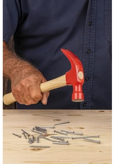 Jaws Çatal Çekiç, 300 Gram, Dayanıklı Çelik Başlık, Ergonomik Ahşap Saplı, Boyalı, Çivileme Ve Çivi Sökme