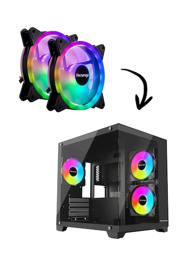 Nova Bilgisayar Kasası İle Uyumlu 2-4 Adet 12cm Rgb Fan Nova Fanı 120mm Fan 2'li Siyah