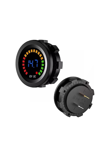 Ayt Powermaster Ic-230e 6-18 Volt Voltmetre Pano Tipi Akü Göstergeli 28 Mm 6-18 Volt Dış Çap 36.5 Mm 2 Pinli