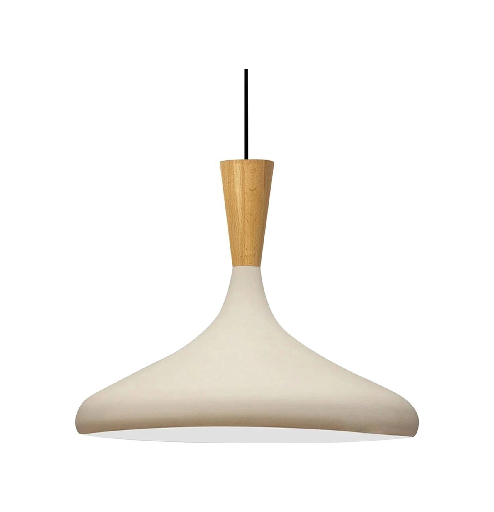 Champion Beyaz Iç Beyaz Ahşap Huni Tekli Avize Sarkıt Salon Mutfak Butik Lamba Aydınlatma Beyaz - Beyaz