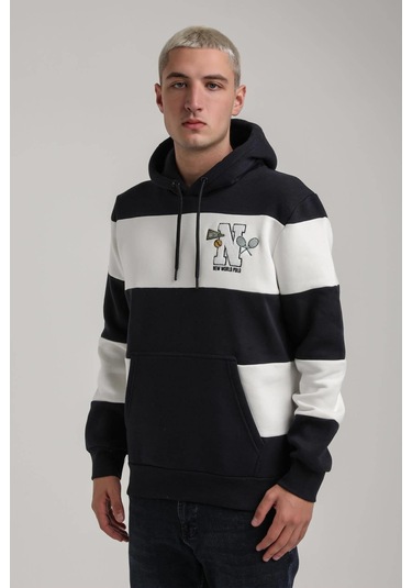 Kapüşonlu Lacivert Slim Fit Full-zip Sweatshirt 24fwm64077 Lacivert