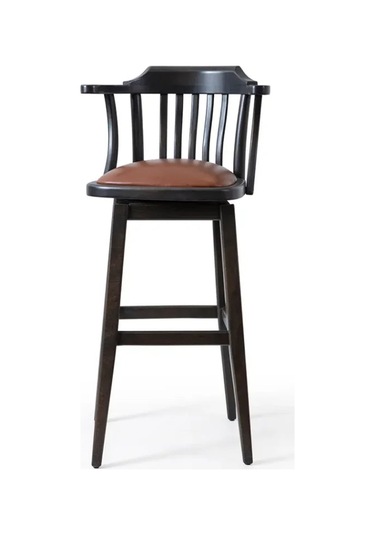 Arven Döner Ahşap Bar Sandalyesi Siyah
