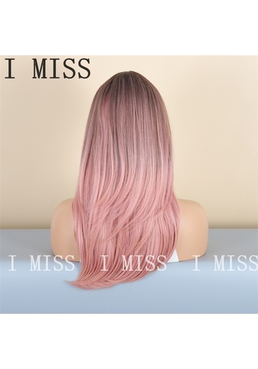 Degrade Pembe Mikro Bukle Moda Kadın Doğal Sentetik Peruk