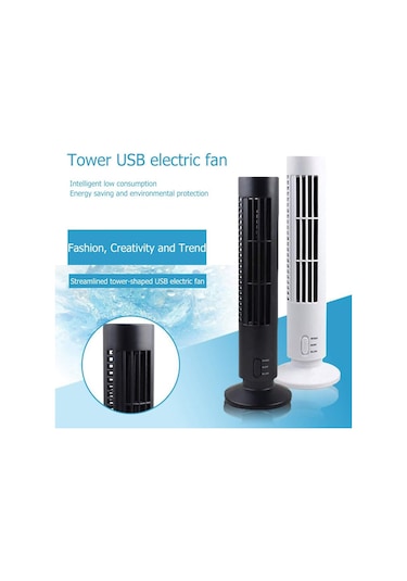 Hava Soğutucu Dikey Bladeless Fan Usb Masaüstü Klima Fan Mini Soğutma Kulesi Ev Ofisi Siyah