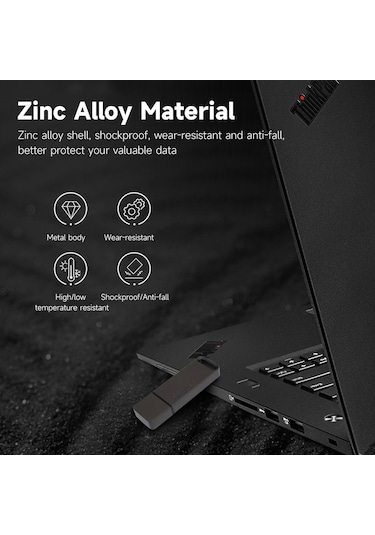 Vkemall Lenovo Thinkplus Tu100 Usb3.1 Bellek 64gb, 75mb/s Hızlı Aktarım, Çinko Alaşımlı Kasa, Taşınabilir Veri Saklama Aleti