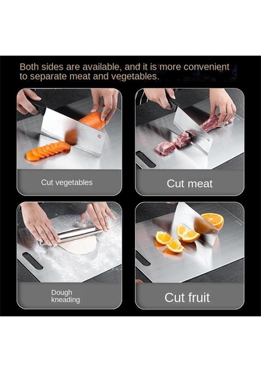 316 Paslanmaz Çelik Panel Ve Kesme Tahtası Mutfak Ev Kalınlaşmış Çift Taraflı Kesme Tahtası Blok Yoğurma Hamur Tahtası 39x28cm