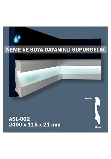 11.5 Cm Polimer Lake Beyaz Ledli Süpürgelik