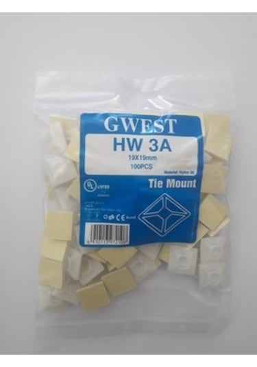 Gwest Yapışkan Kroşe 19X19 100Adet Yapışkanlı Kablo Bağı Tutucu