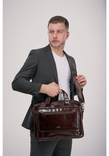 Ççs 71473 Hakiki Deri Evrak Çantası Kahve