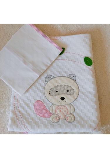 %100 Pamuk Desenli Bebek Pike & Yastık Başı