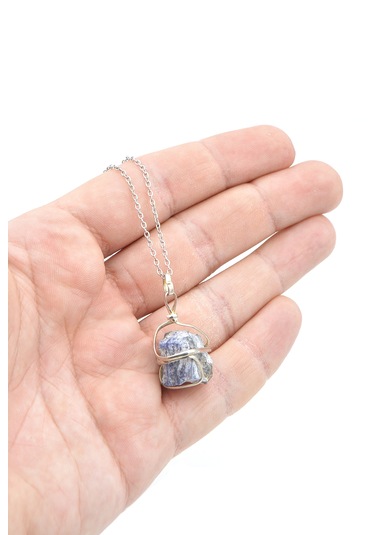 Murty99 Hakiki Doğal Sodalit Taşı Kolye Ucu Mavi