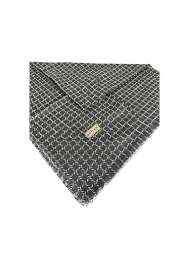 Eripek Desenli Flamalı Keten Eşarp- 06112 Siyah-Yeşil