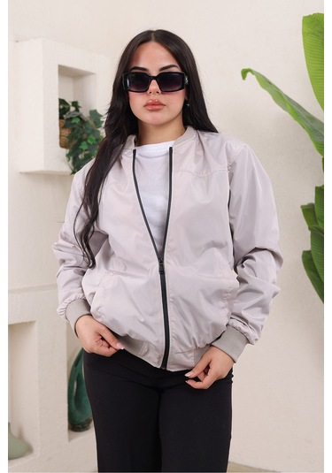 Bomber Kolej Su Geçirmez Ceket Krem Bndk
