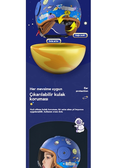Eternal Luck Yeni Ulusal Standart A Sınıfı Çocuk Motosiklet Kaskı - Açık Mavi