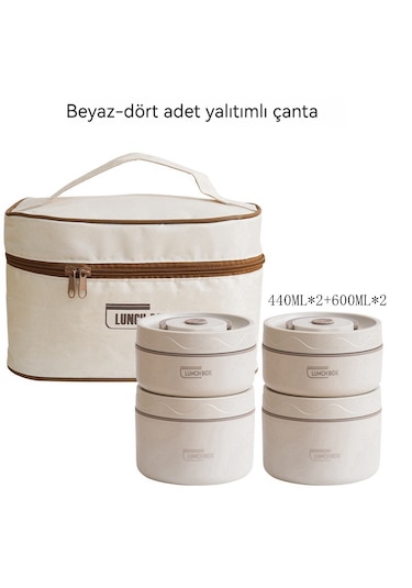 Paslanmaz Çelik Yalıtımlı Öğle Yemeği Kutusu-beyaz