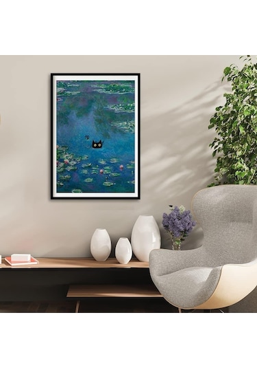 Claude Monet Nilüferler Kara Kedi Posteri Çerçevesiz