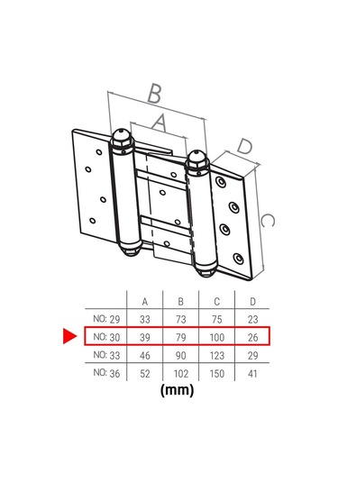 Beşel 30kd Çift Taraflı Yaylı Kapı Menteşesi No:30 Kadmiyum