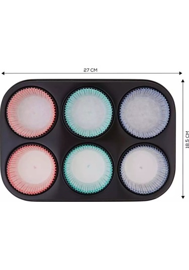 Guardini Gardenıa 6lı Muffin Kek Kalıbı Kağıtlı 27x18,5 Cm 06689907 Siyah