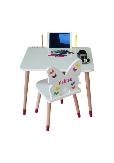 Ahşap Çocuk Oyun Ve Aktivite Masa Sandalye Takımı Tekli Beyaz