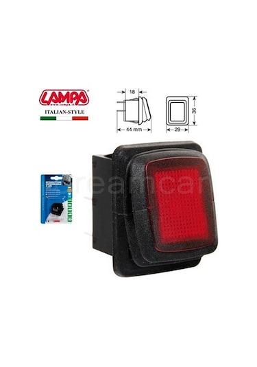 Pilot Kırmızı Ledli Anahtar Düğmesi Su Geçirmez 12/24V 45532