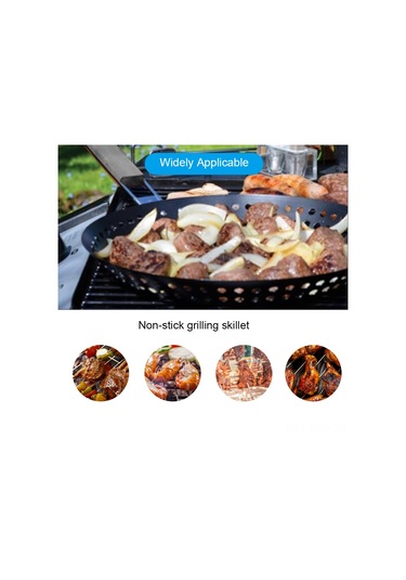 Moveevo Katlanabilir Ahşap Saplı Pratik Izgara Tava - Yapışmaz Yüzeyli, Barbekü Ve Kamp İçin Çok Renkli