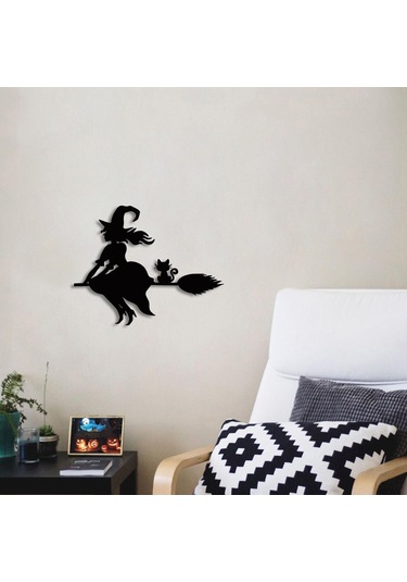 Homyl Cadı Metal Duvar Sanatı Dekoru Cadılar Bayramı Hediyesi 30cmx23,9cm