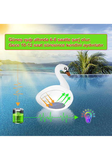 Greentech Güneş Enerjili Renk Değiştiren Led’li Şişme Kuğu / GT-SL24