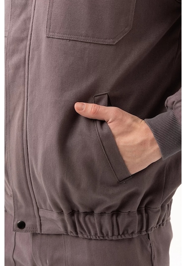 Kışlık İş Mont Grituruncu Kapitone Astarlı Avensis Astar Rüzgar Geçirmez Montu Kıyafeti Gri-Kırmızı