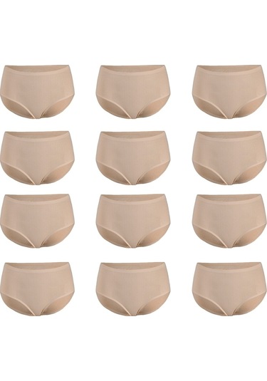 Yıldız 12'Li Paket Kadın Çizgili Bato Yüksek Bel Külot