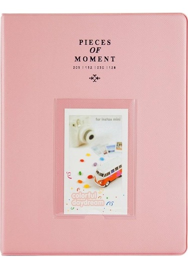 128 Cepler Fotoğraf Kitabı Albümü İsim Kartı Tutucu Fujifilm Instax Mini 8 / 7s / 70/25 / 50s / 90 Pembe