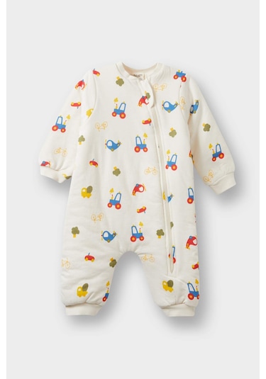 Defacto Erkek Bebek 1,6 Tog Elyaf Araç Baskılı Penye Tulum F3527a525wner233 Ekru