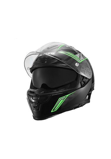 Motoanl Full Face Ce Yüksek Güvenlikli Motor Kaskı Exorcısm Edition Siyah Yeşil